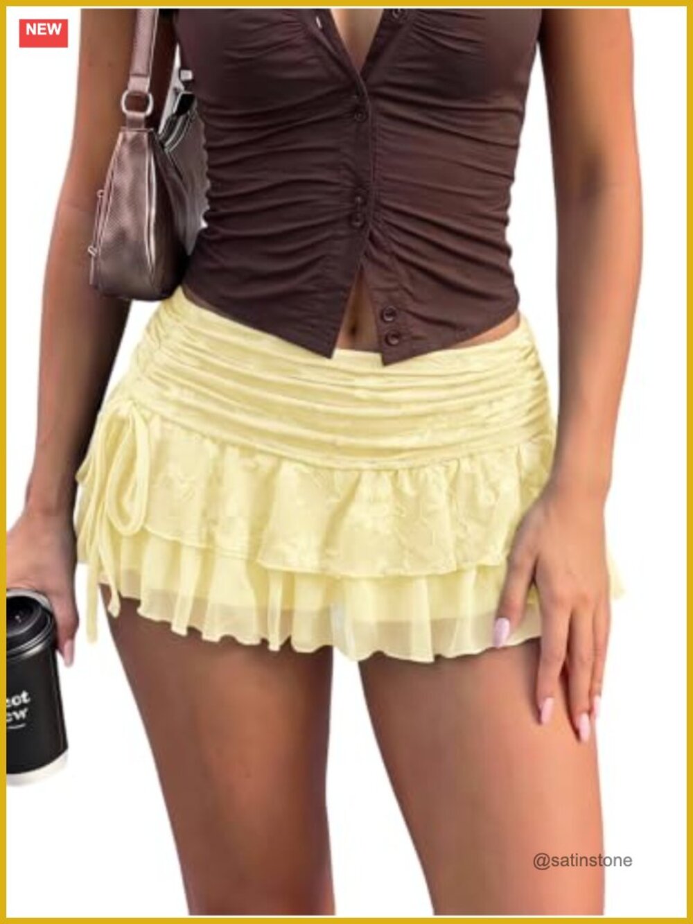 Lace Ruffle Mini Skirt Low Rise Y2k Ruched Drawstring Sexy